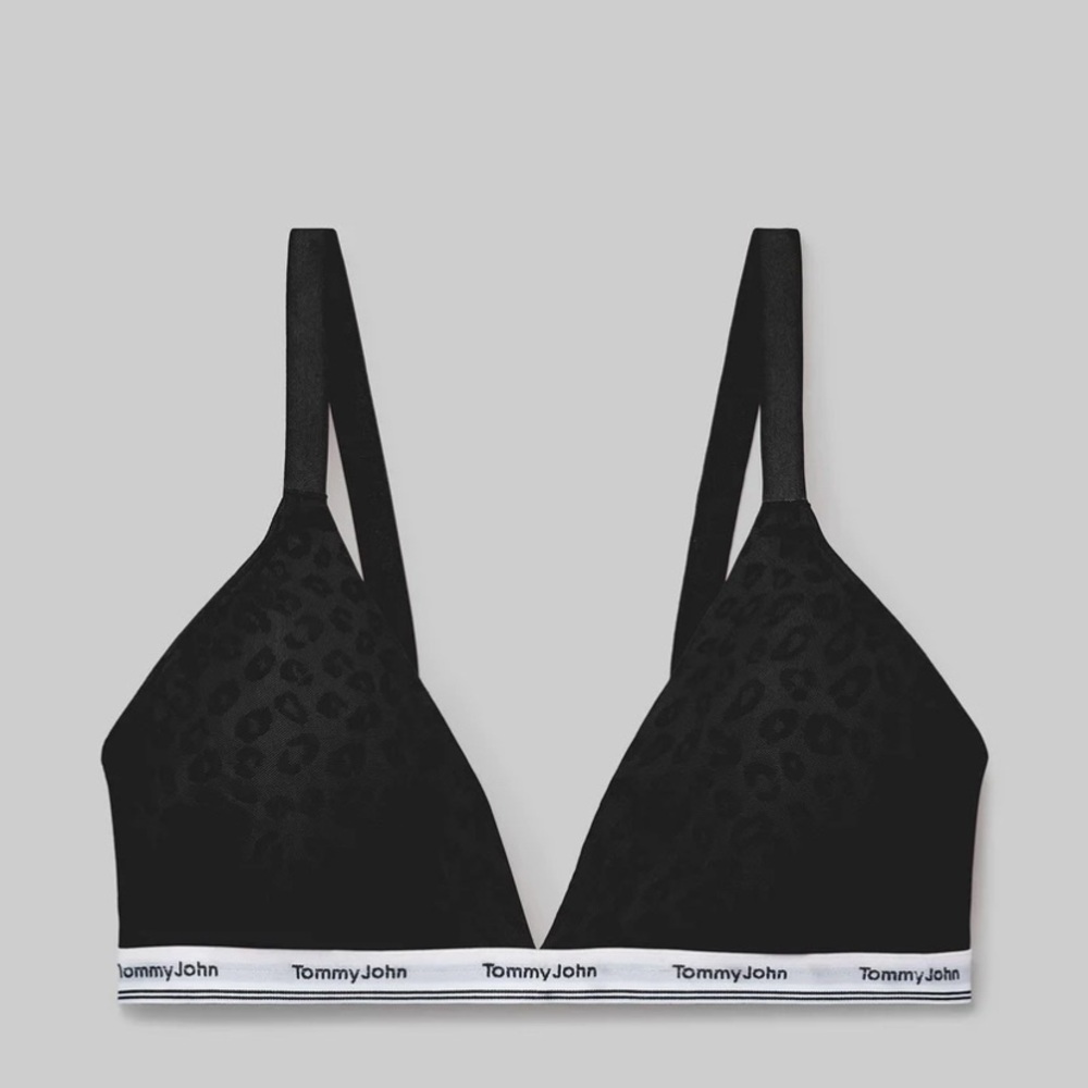 Tommy John Black Leopard Print Bralette